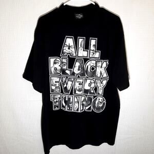 Flying Horse 3XL All Black Everything Tee Afrocentric Graphic Statement Shirt